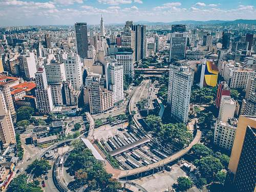 landscape aerial view of park near buildings nature